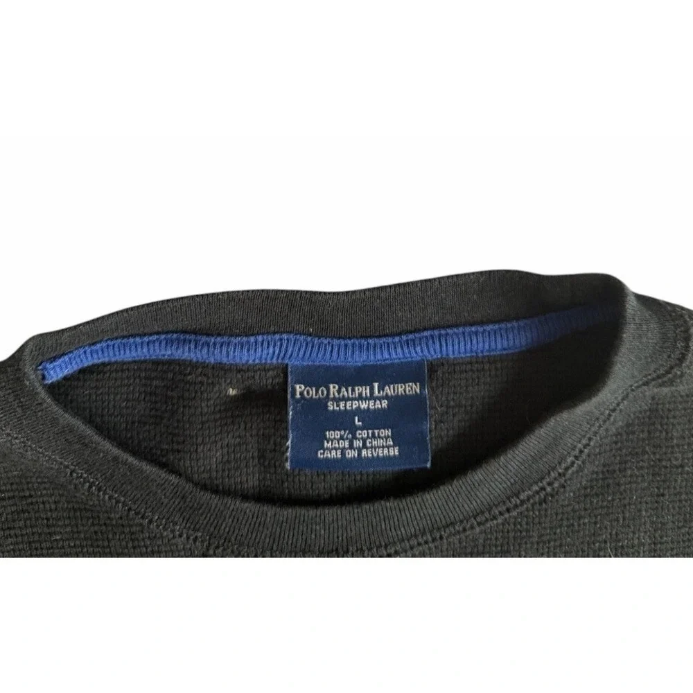 Polo Ralph Lauren‎ Thermal Shirt Men's Large Black Waffle Knit Pony Logo